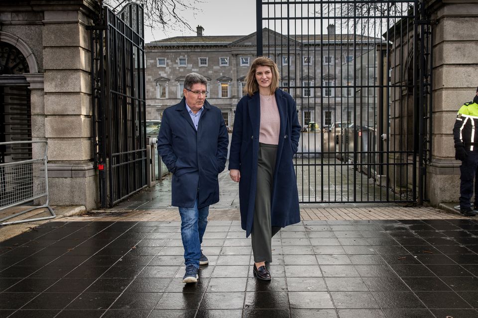Paul Kimmage with Monika Dukarska outside Leinster House last Wednesday. Photo: Mark Condren